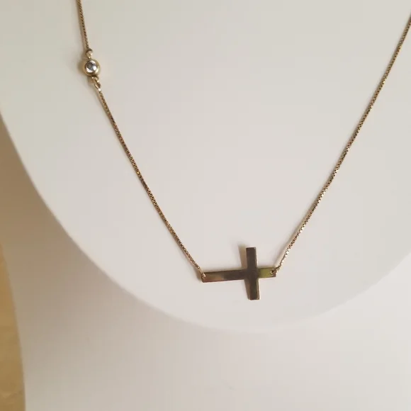 14K Gold & CZ Cross Necklace